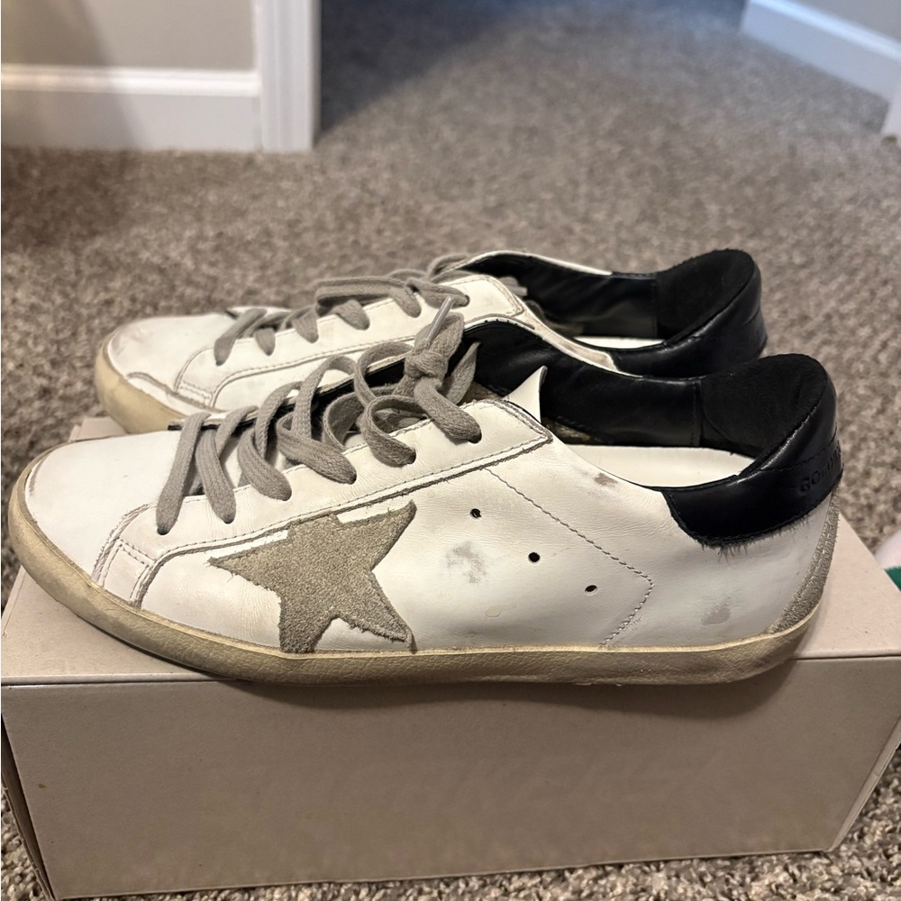 Golden Goose White and Black Sneakers